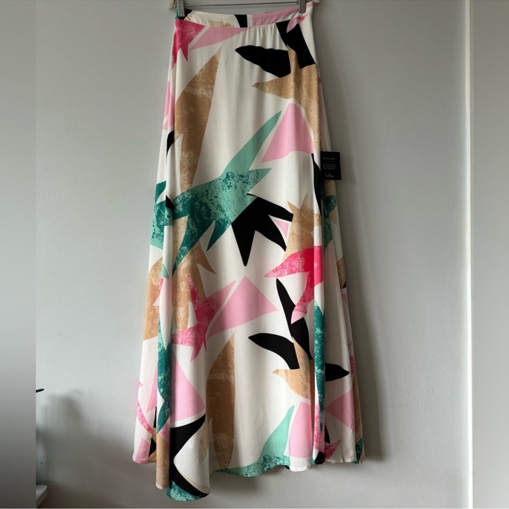NWT LULUS Daydreaming White Print Maxi Skirt Size S